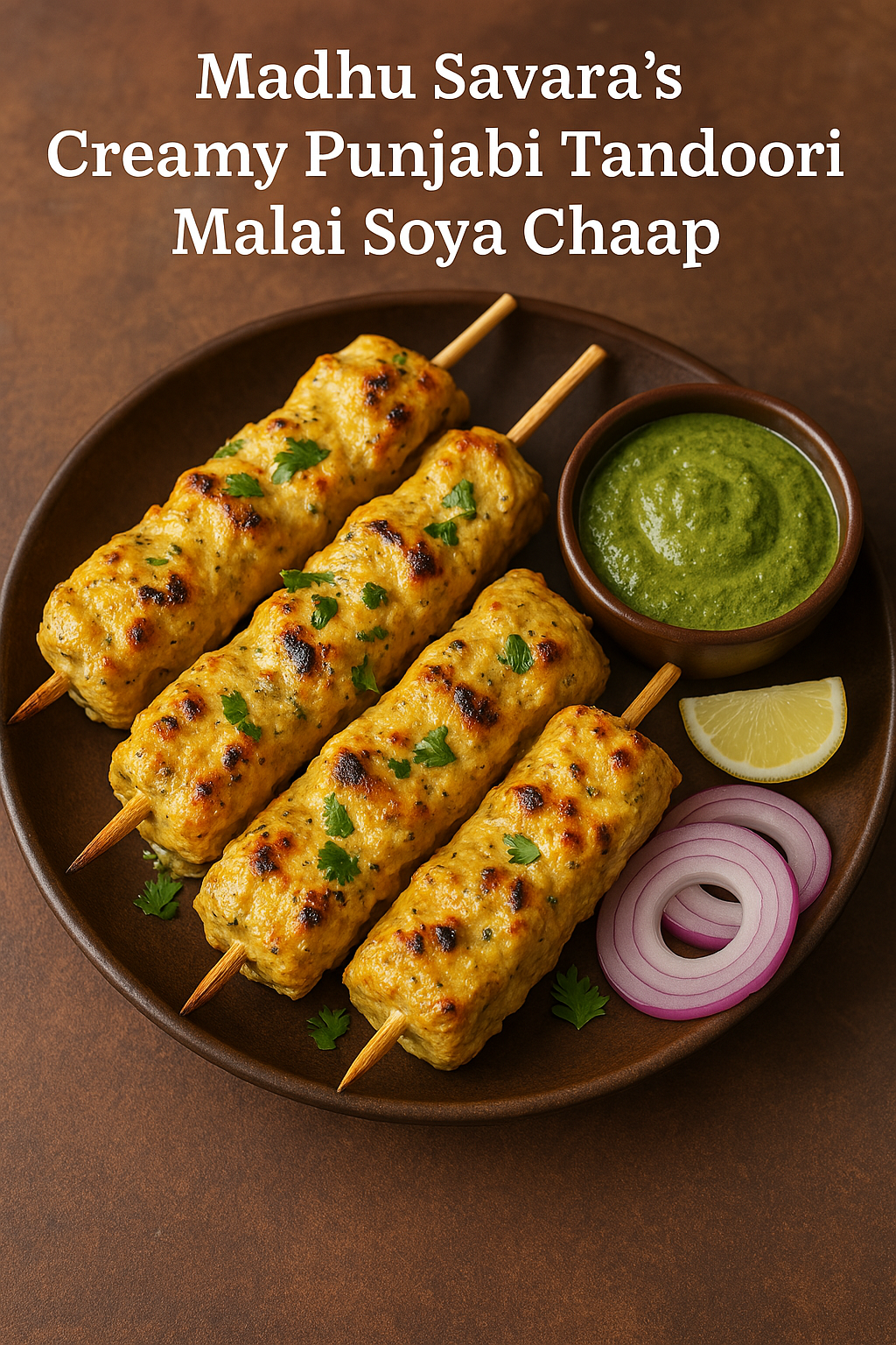 Creamy Tandoori Chaap Tandoori Malai Soya Chaap by Madhu Savara – Punjabi creamy BBQ recipe