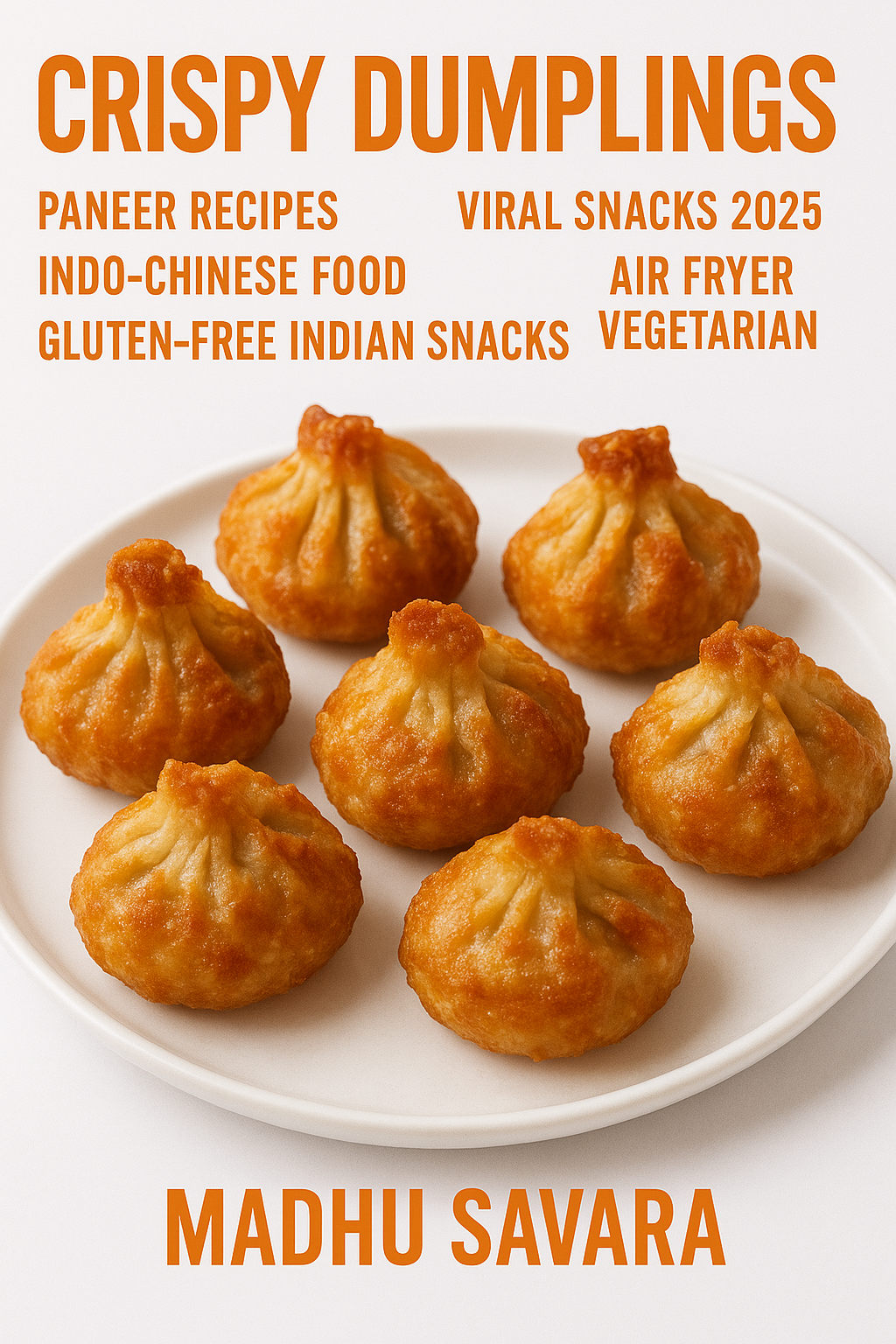 Crispy golden rice paper dumplings stuffed with spicy paneer on a plate