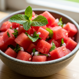 Refreshing Watermelon and Mint Salsa in a bowl