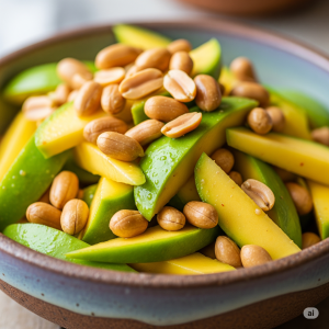 Tangy Raw Mango and Peanut Salad in a bowl