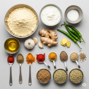 Ingredients for Rajasthani Gatte ki Sabzi.