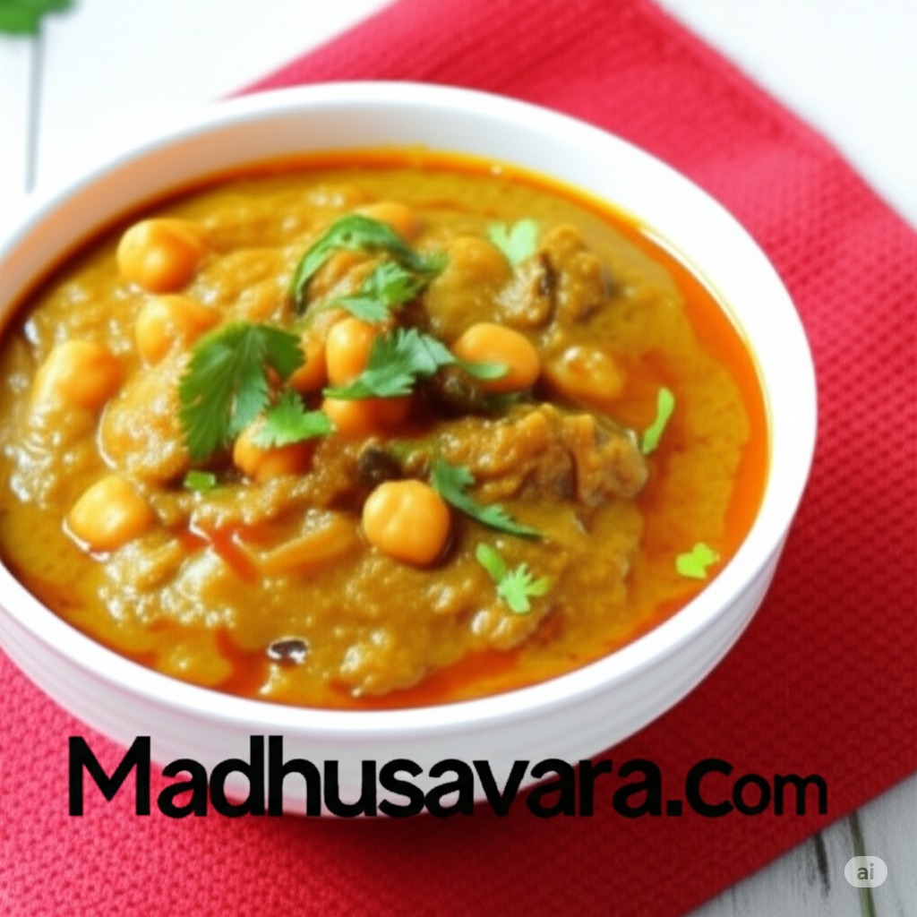 Oil-free chole served in a white bowl garnished with coriander and chickpeas