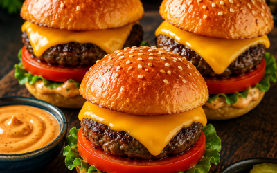 Home 6 Classic American Cheeseburger Sliders | Madhu Savara