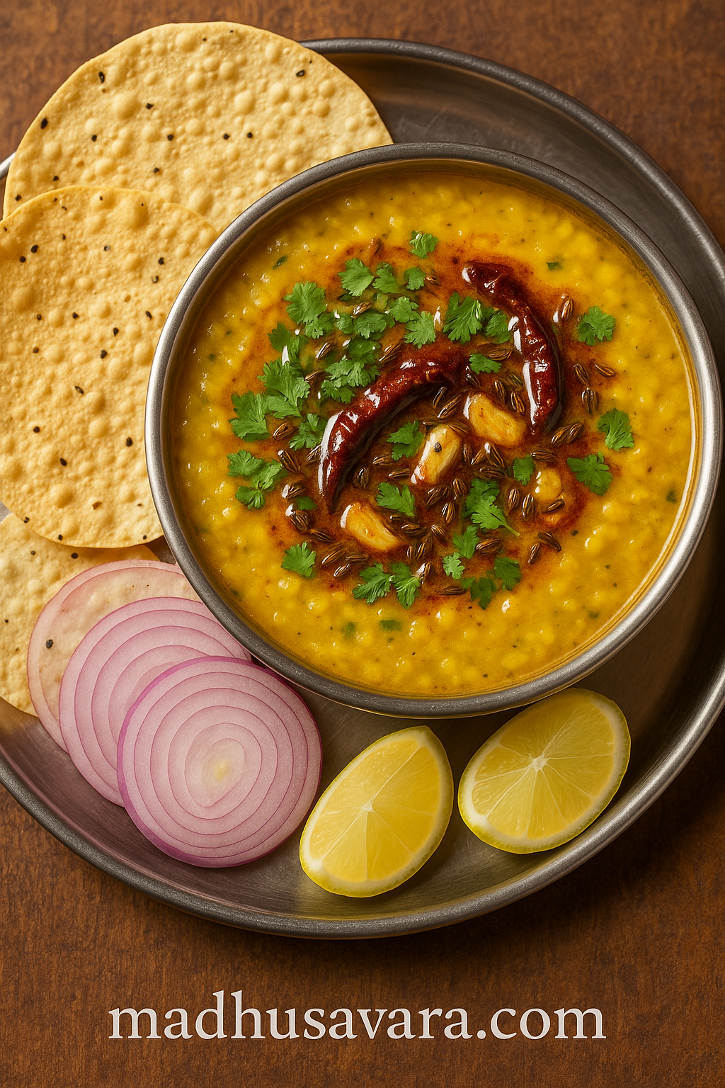 top view closeup of Bhagat Tara Chand-Style Dal Tadka