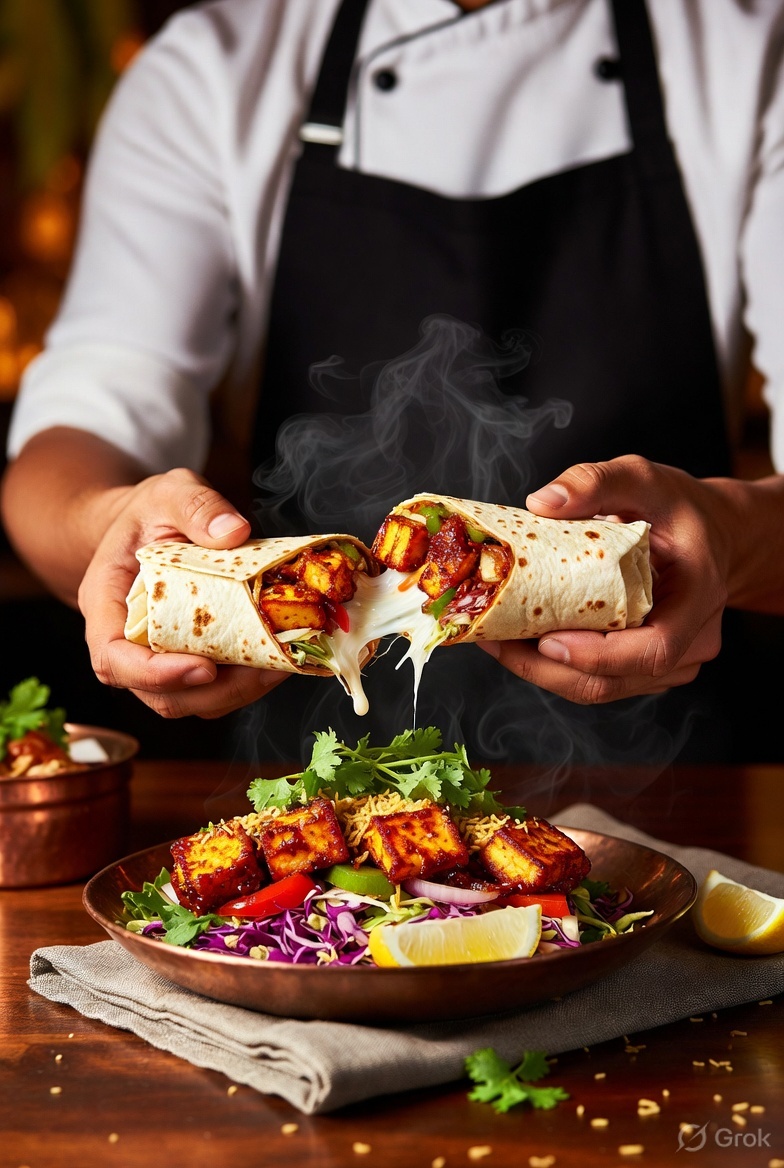 Crispy Chilli Paneer Tikka Wraps | High protein Indian fusion wraps