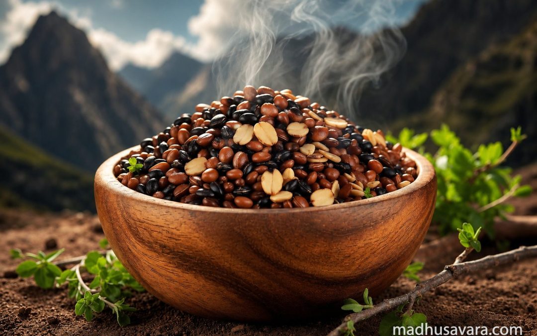 Horse Gram Kulthi Superfood in a rustic wooden bowl with assorted pulses, showcasing a traditional Himalayan protein-rich ingredient for weight loss, kidney health, and nutrition.