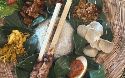Authentic Nasi Campur Recipe – Traditional Indonesian Rice Plate with Chicken Satay, Tempe Manis and Sambal | Madhusavara.com