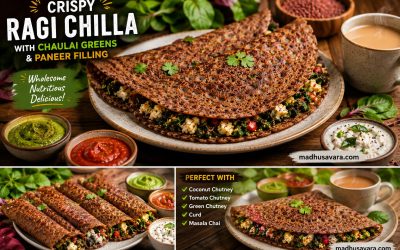 Crispy Ragi Chilla / Dosa with Chaulai Greens and Paneer Filling – High-Protein Breakfast in 20 Minutes