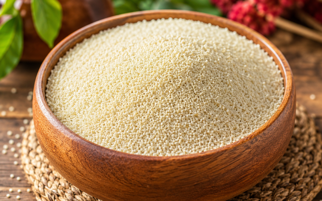 Samak rice in a wooden bowl – barnyard millet for Indian fasting recipes