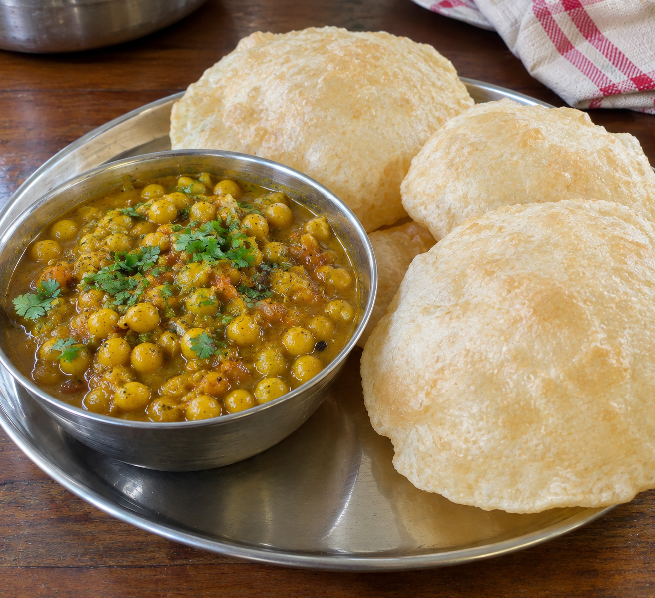 Kolkata Bengali Motorer Ghugni with soft puffed luchi, authentic homemade Bengali ghugni recipe
